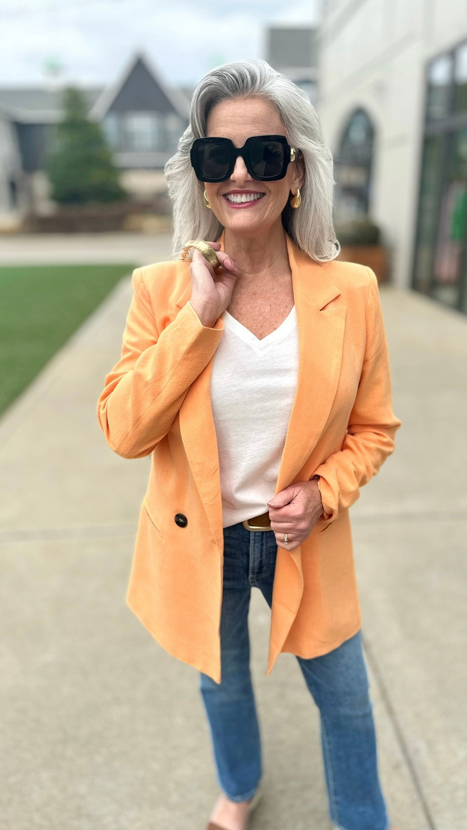 Orange linen blazer best sale