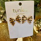 Gold & Black Striped Bow Tie Earrings