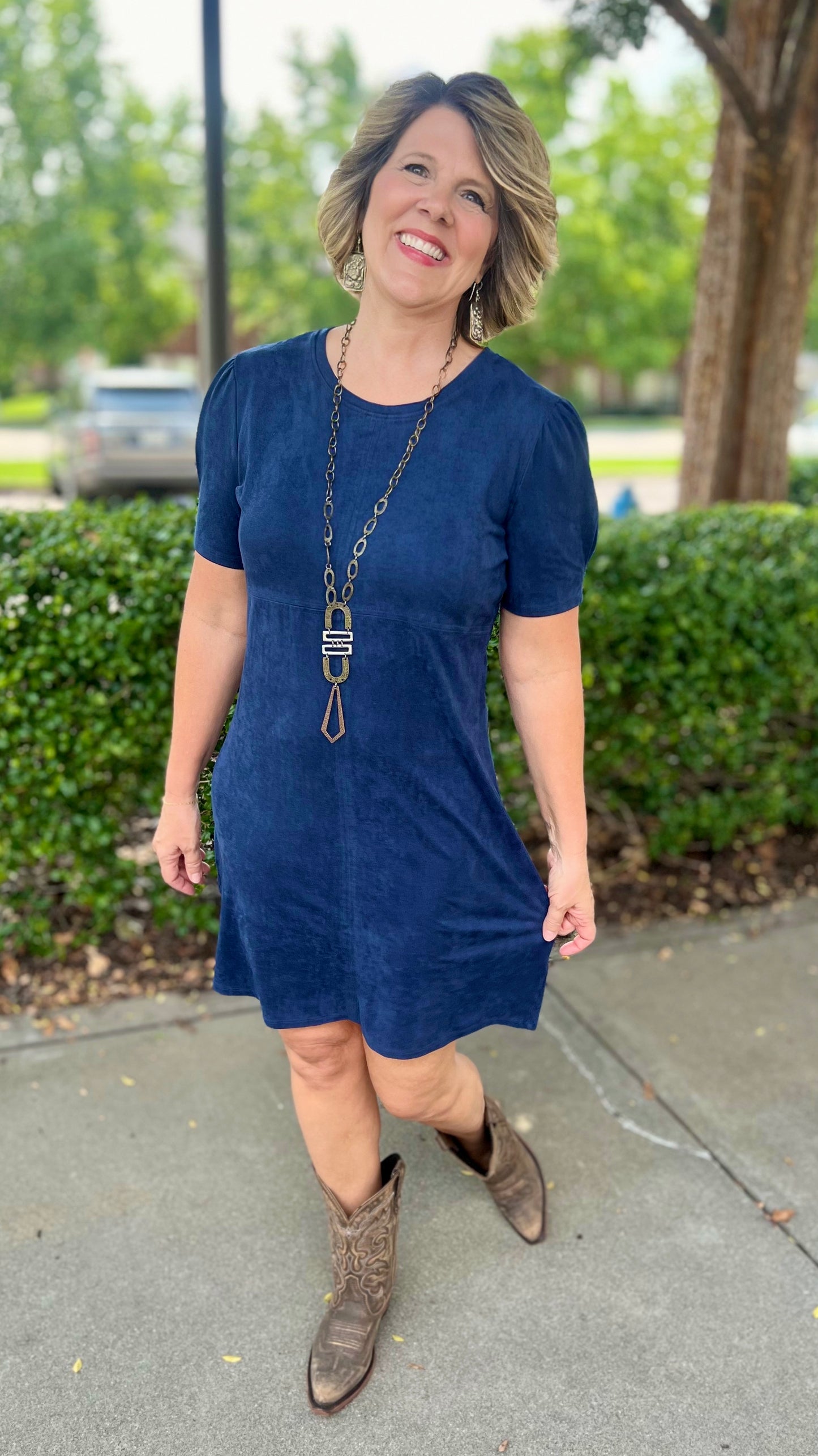 Another Love Faux Suede Dress - Eclipse