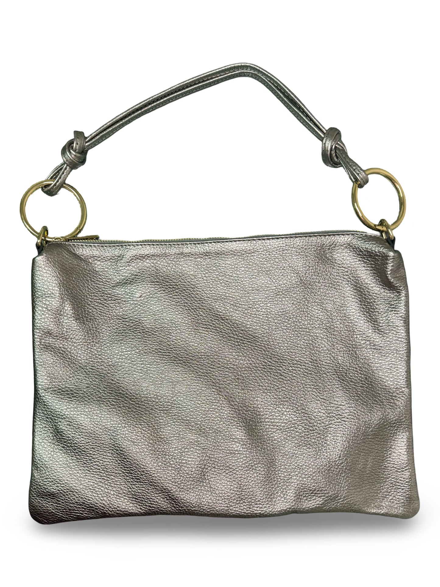 Leather Ring Shoulder Bag - Pewter