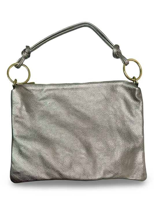 Leather Ring Shoulder Bag - Pewter