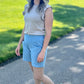 Ivy Jane Blue Linen Slouch Pocket Short