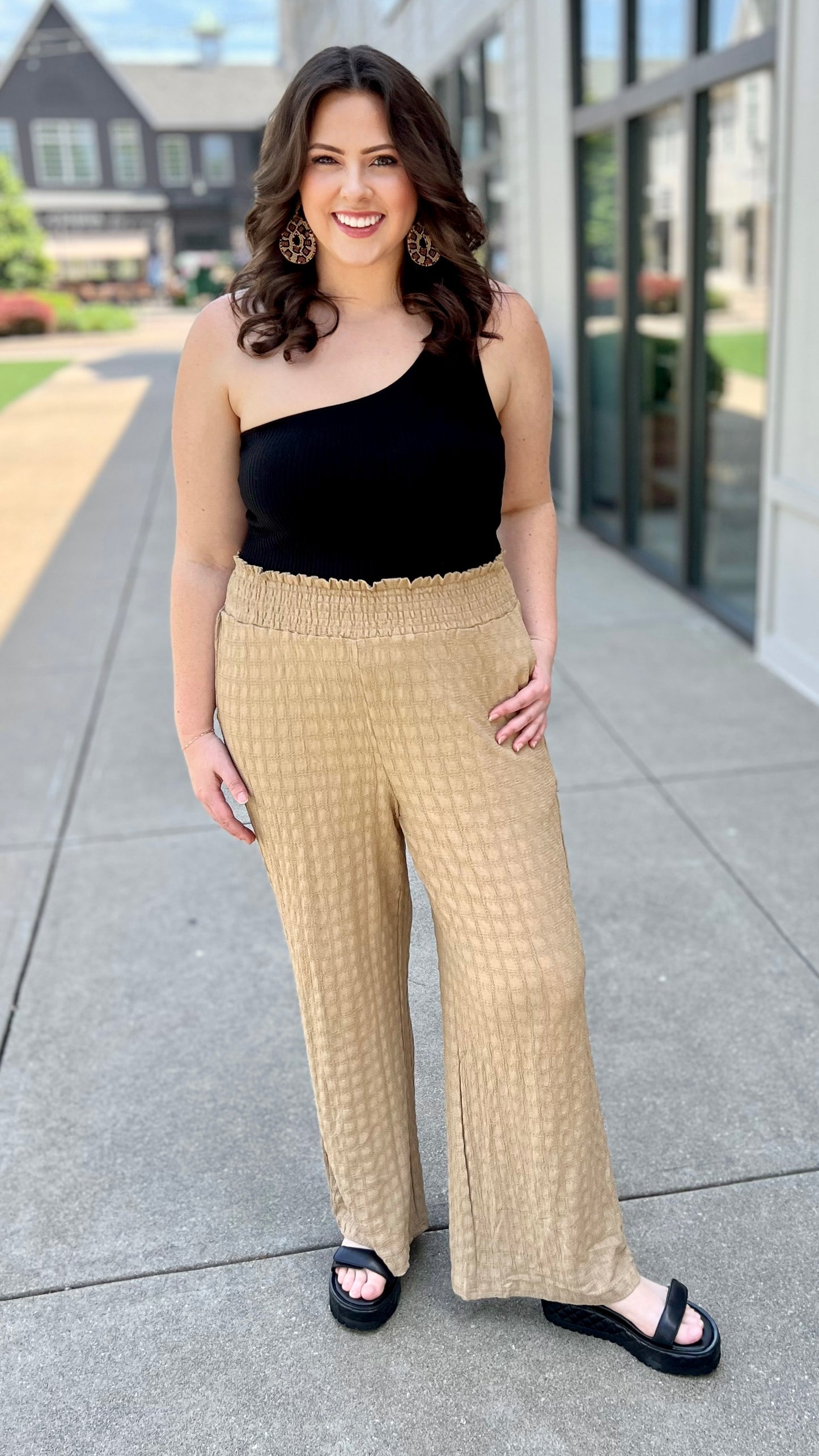 Terrific Textured Wide Leg Pant - Taupe