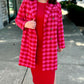 Chic Chicago Button Up Coat - Pink & Red