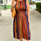 Brown Sassy Stripe Midi Dress