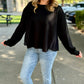 Love Leisure Black Pleated Flutter Side Sweatshirt