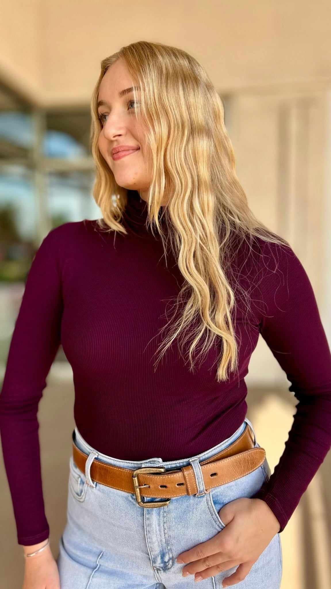 Michael Stars Gail Turtleneck- Plum