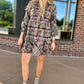 Acid Wash Flannel Dress - Olive