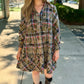 Acid Wash Flannel Dress - Olive