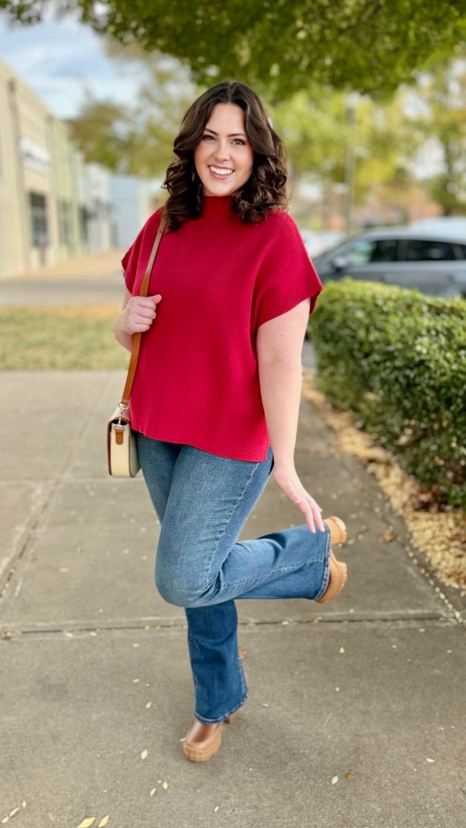 Classico Short Sleeve Sweater - Red