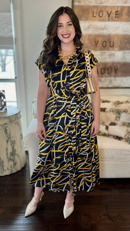 Black & Gold Horse Bit Dress