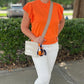 Flutter Sleeve Sweater Top - Orange