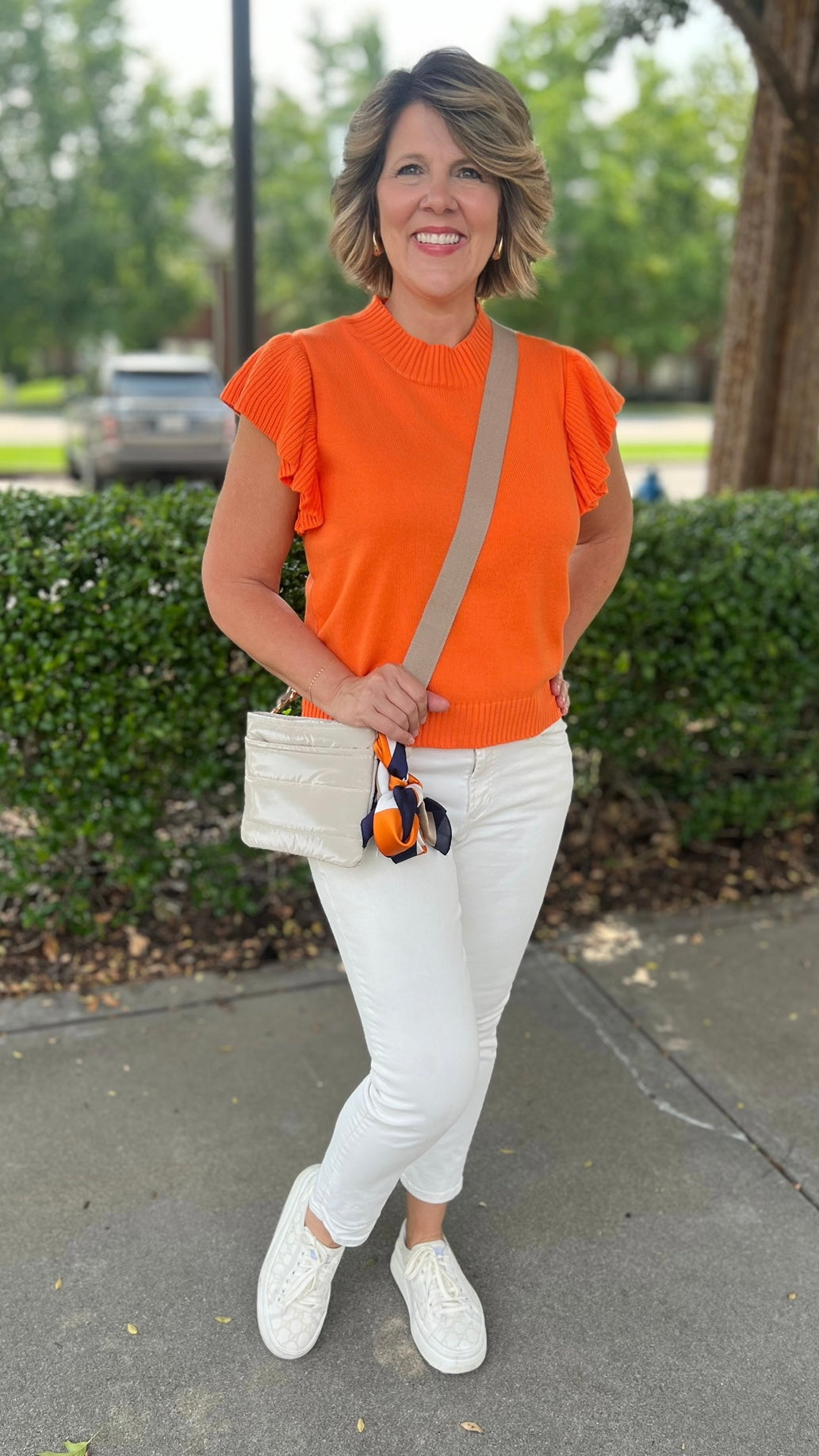 Flutter Sleeve Sweater Top - Orange