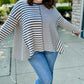 Navy Stripe Mix Knit Top