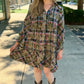 Acid Wash Flannel Dress - Olive