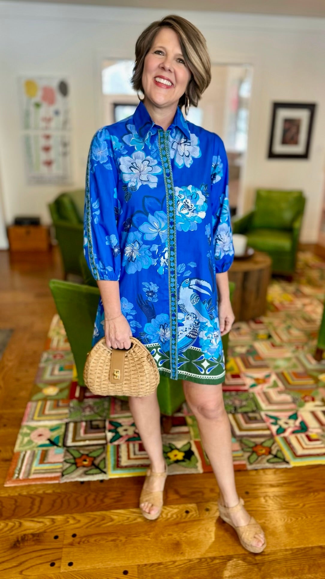 Sapphire Floral Button Up Dress