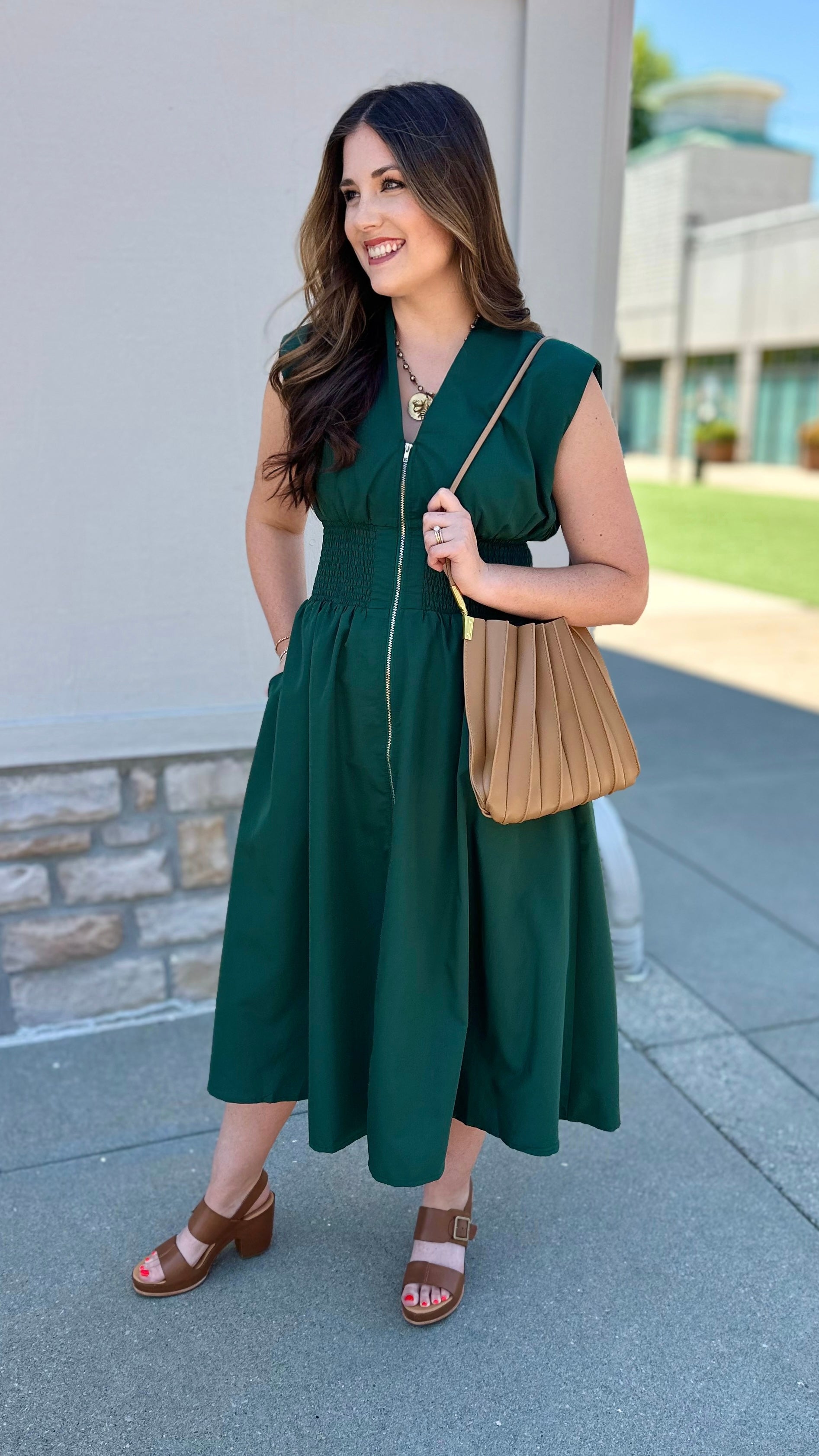 Hunter green midi dress on sale