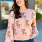 Reindeer Holiday Sweater - Blush