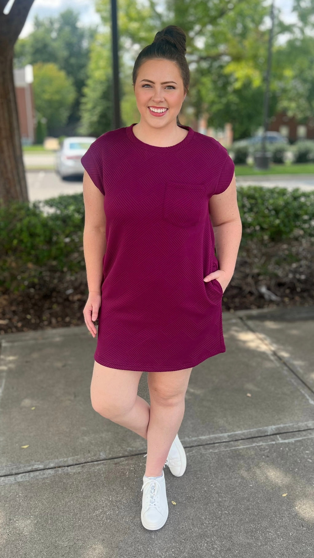 Quilted Queen T Shirt Dress - Plum