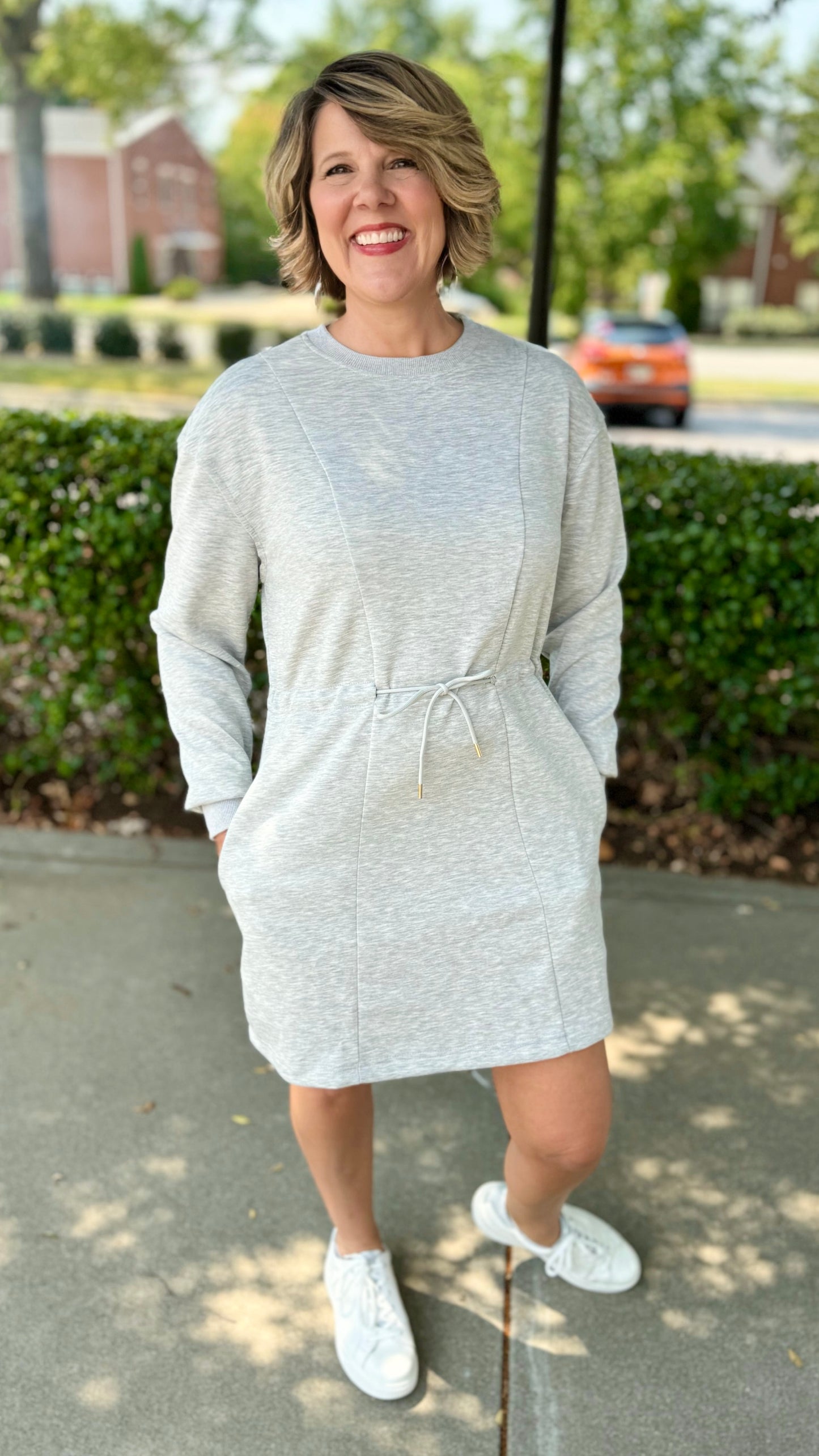 Everyday Essence Cinched Waist Dress - Grey