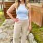 Bobi Smocked Waist Wide Leg Pant - Light Tan