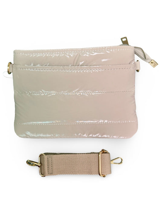 Glossy Puffer Crossbody - Beige