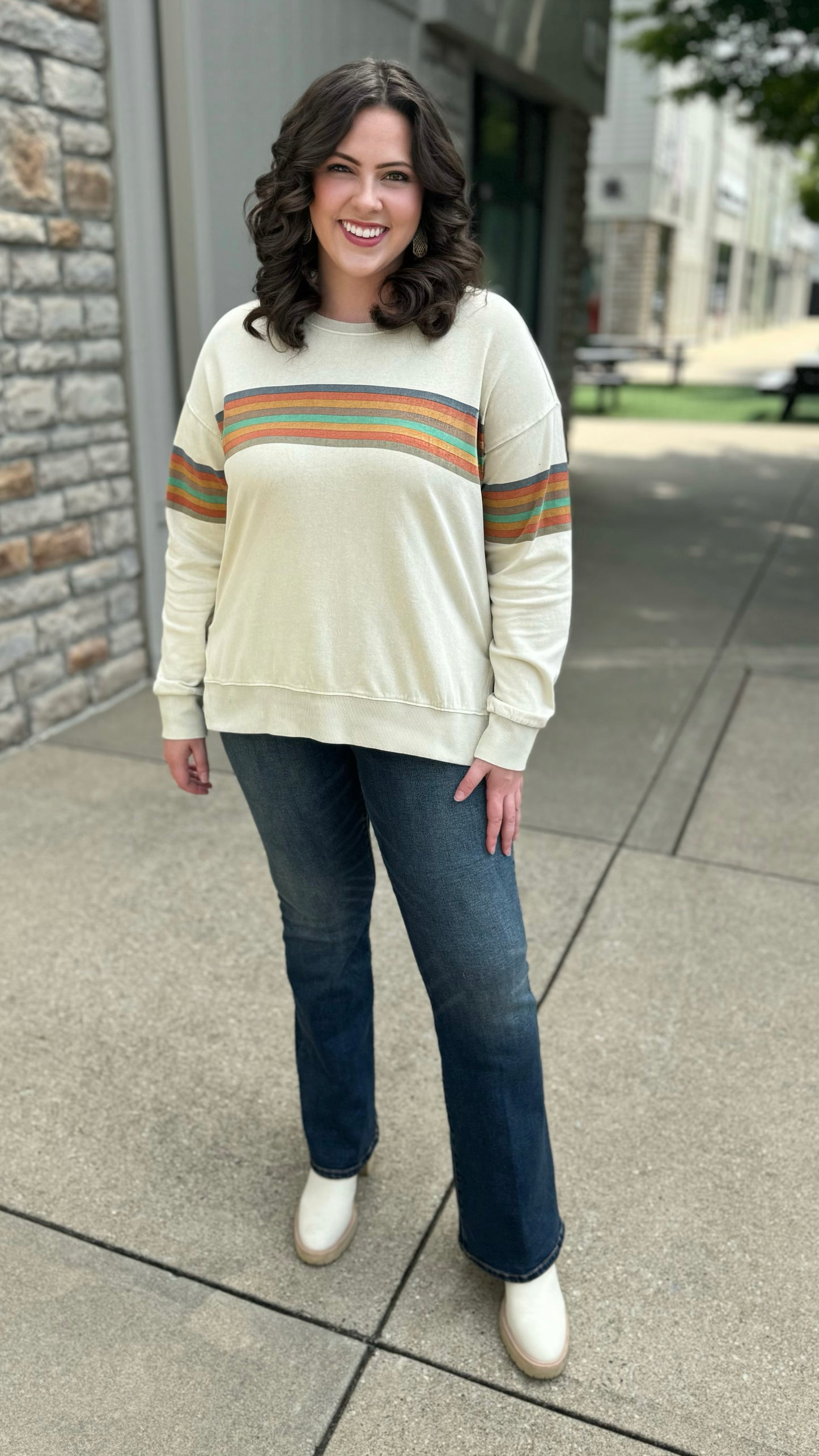 Retro Stripe Mineral Wash Sweatshirt