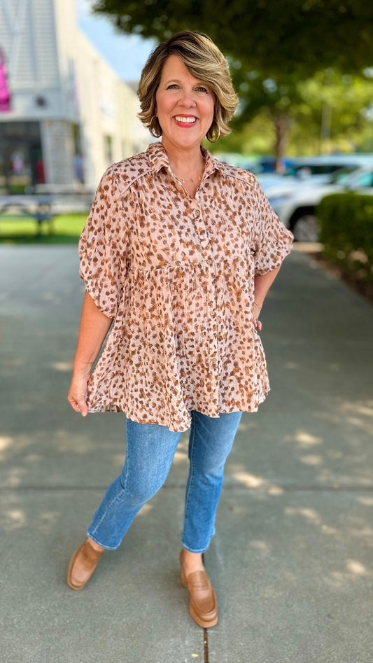 Marvelously Mauve Tunic Button Blouse