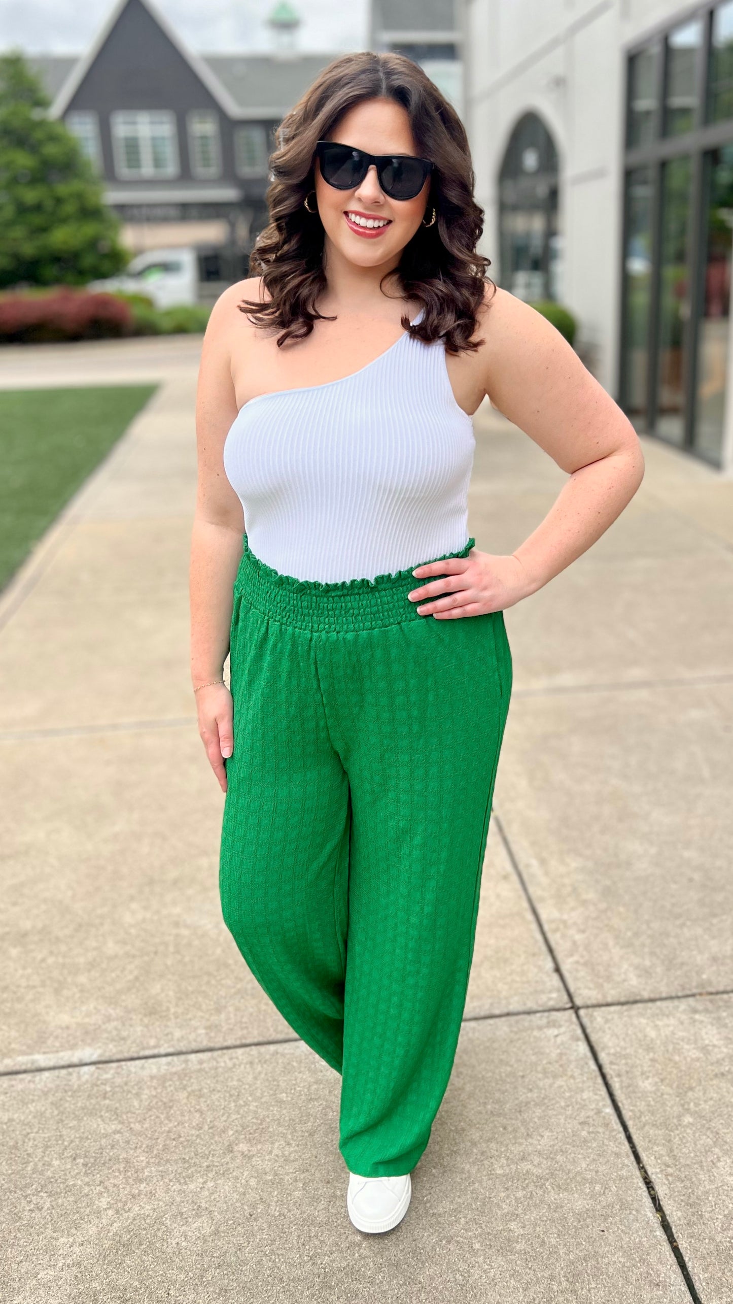 Terrific Textured Wide Leg Pant - Green