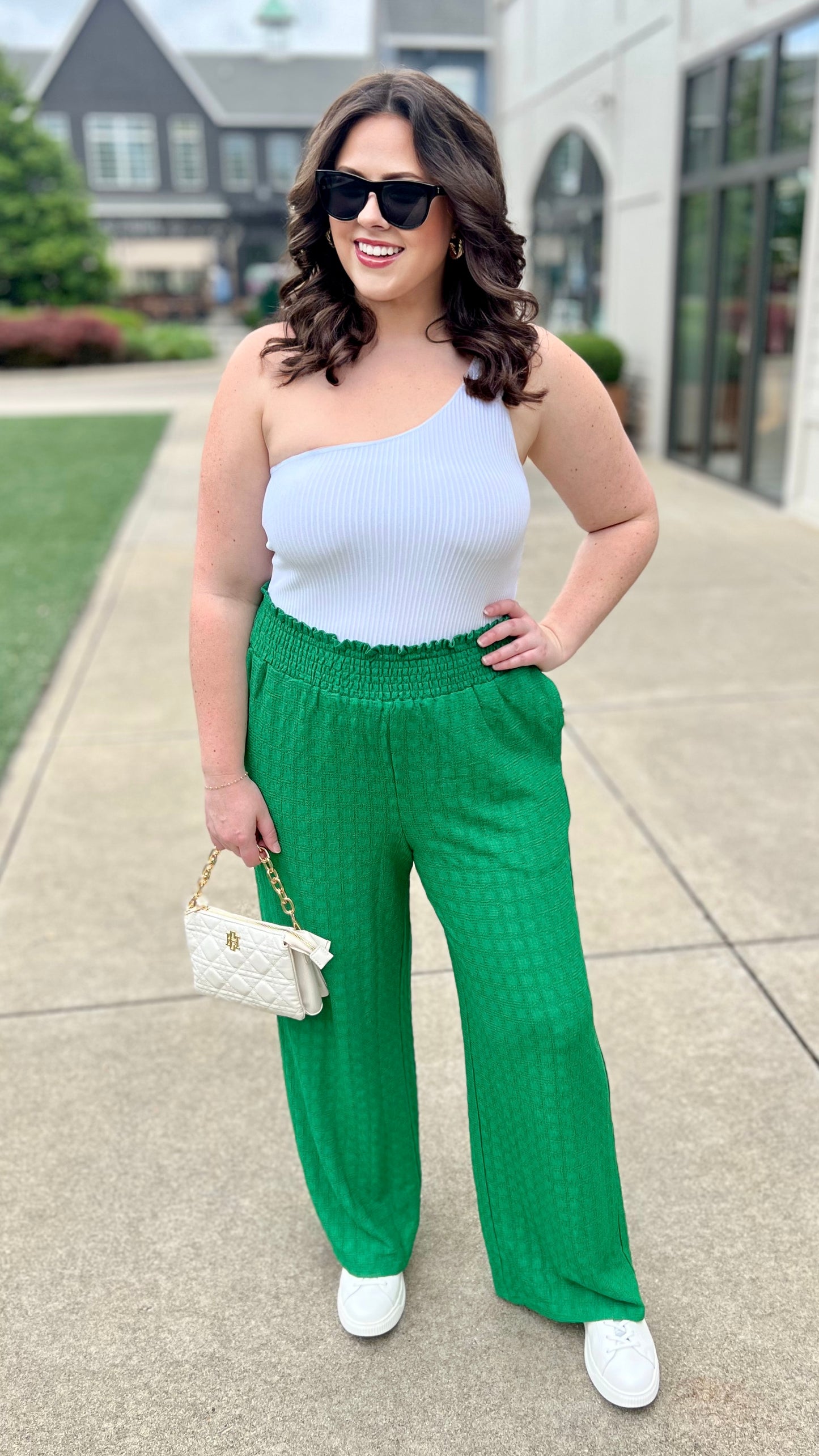 Terrific Textured Wide Leg Pant - Green