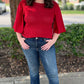 Another Love Crochet Drape Sleeve Sweater - Ruby