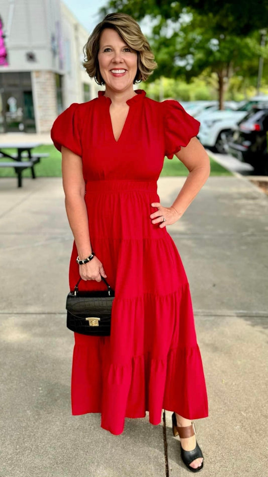 Classic Covington Maxi Dress - Crimson Red