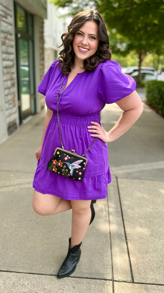 Perfect Puff Sleeve Dress - Purple