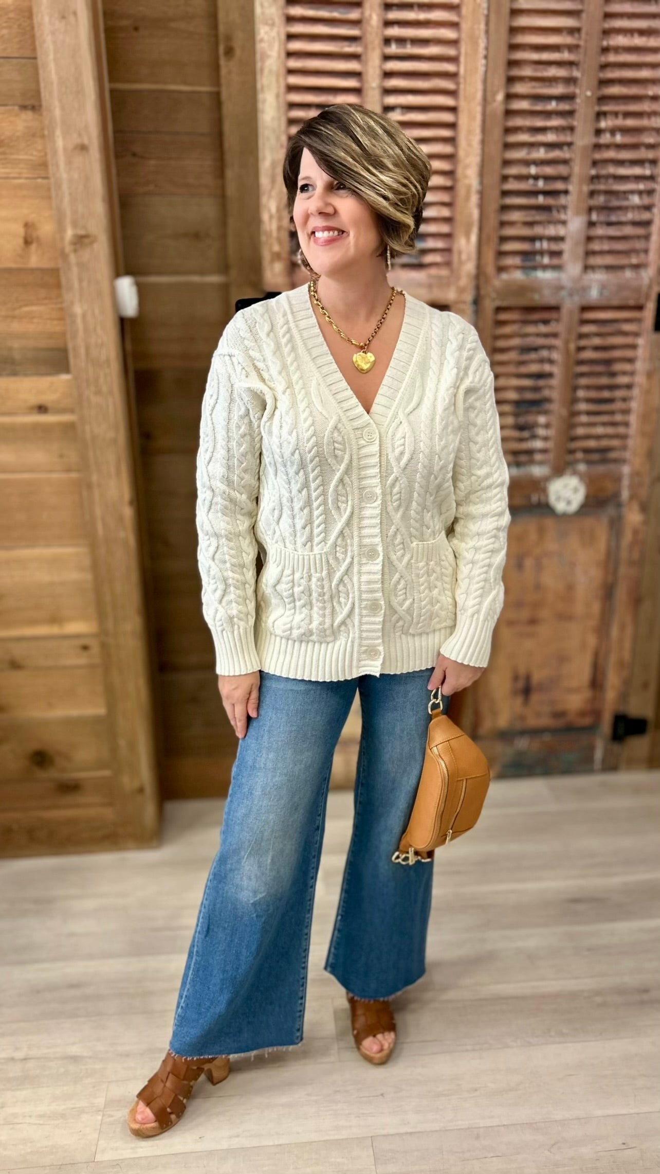 Walsh Cable Cardigan Sweater - Chalk