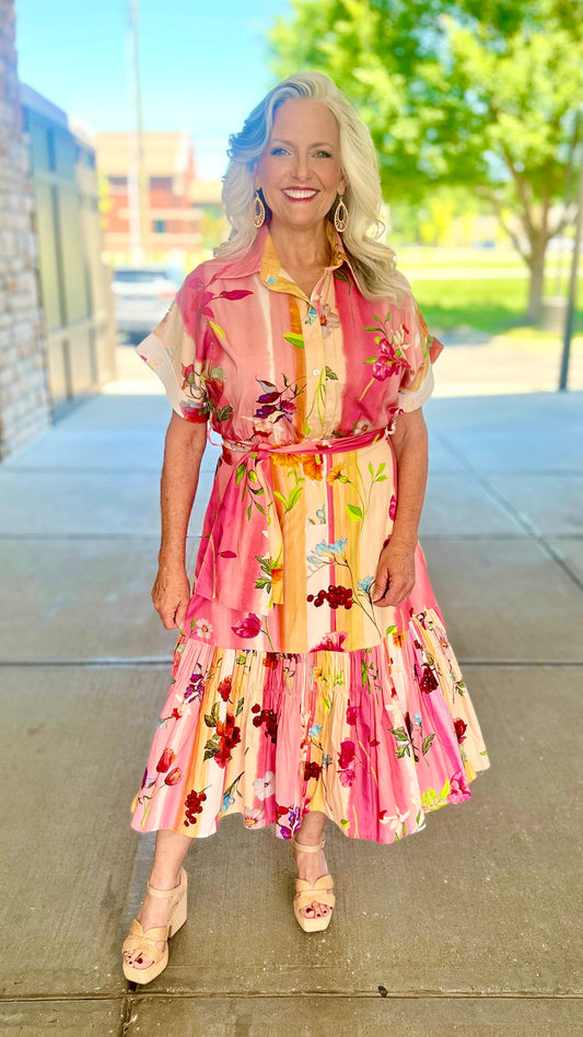 Just Bellina Fruits And Florals Midi Dress