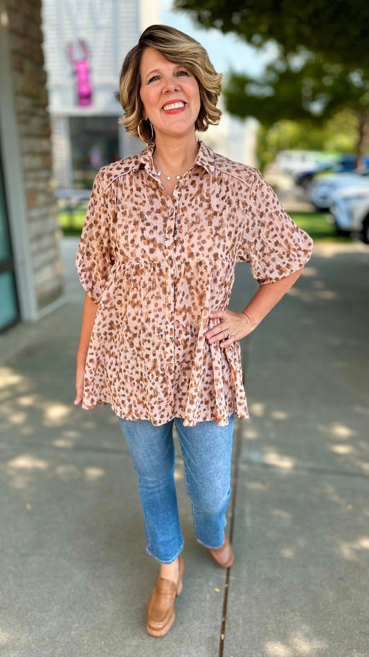 Marvelously Mauve Tunic Button Blouse