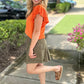 Flutter Sleeve Sweater Top - Orange