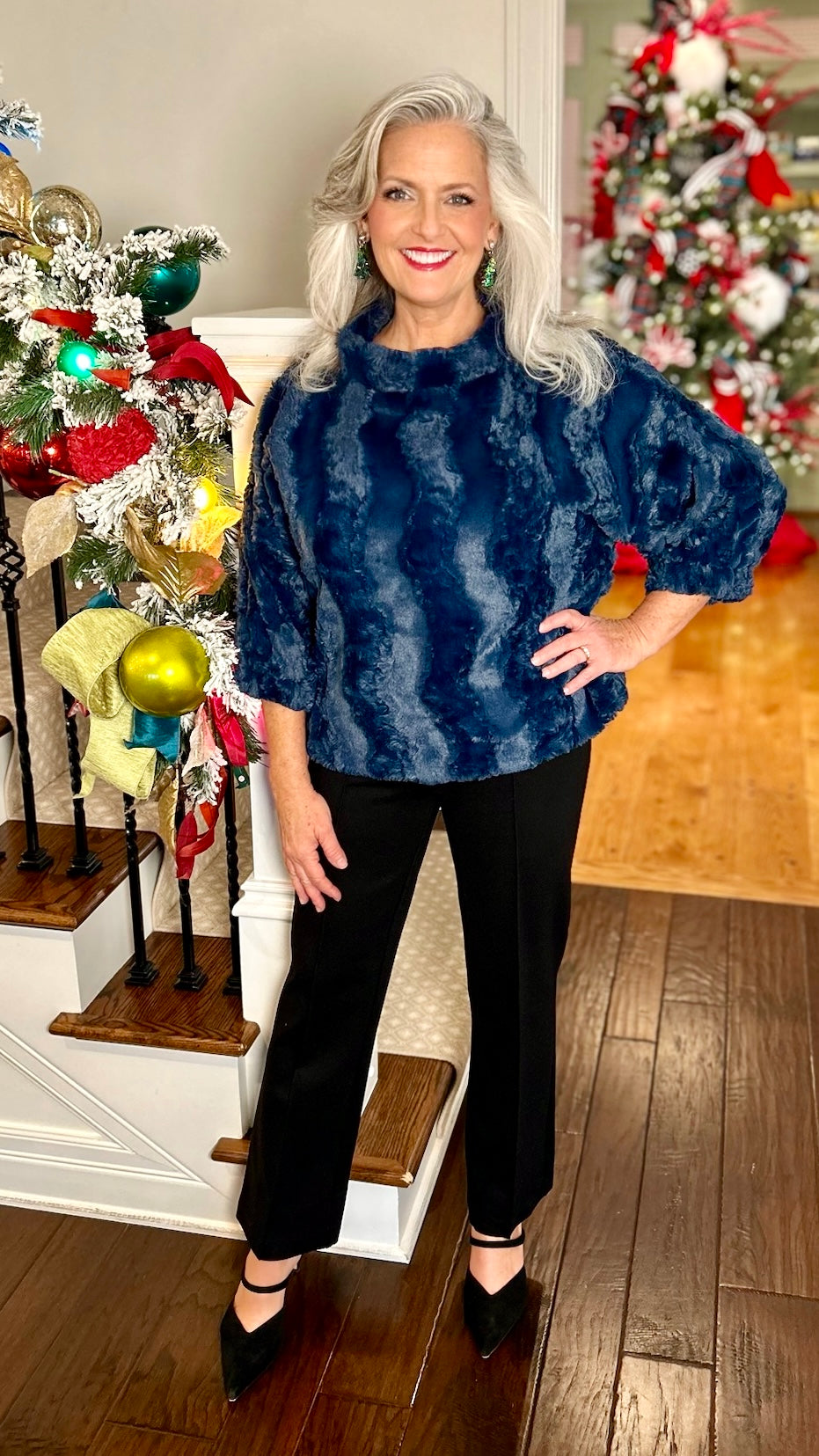 Ivy Jane Faux Fur Popover - Navy