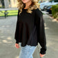 Love Leisure Black Pleated Flutter Side Sweatshirt