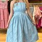 Jacquard Strapless Dress - Light Blue