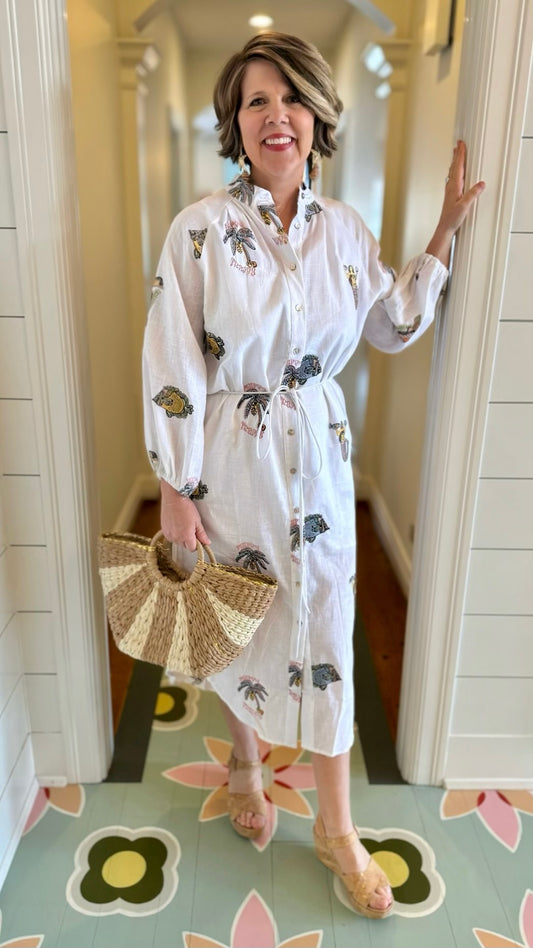 White Linen Seaside Button Up Dress