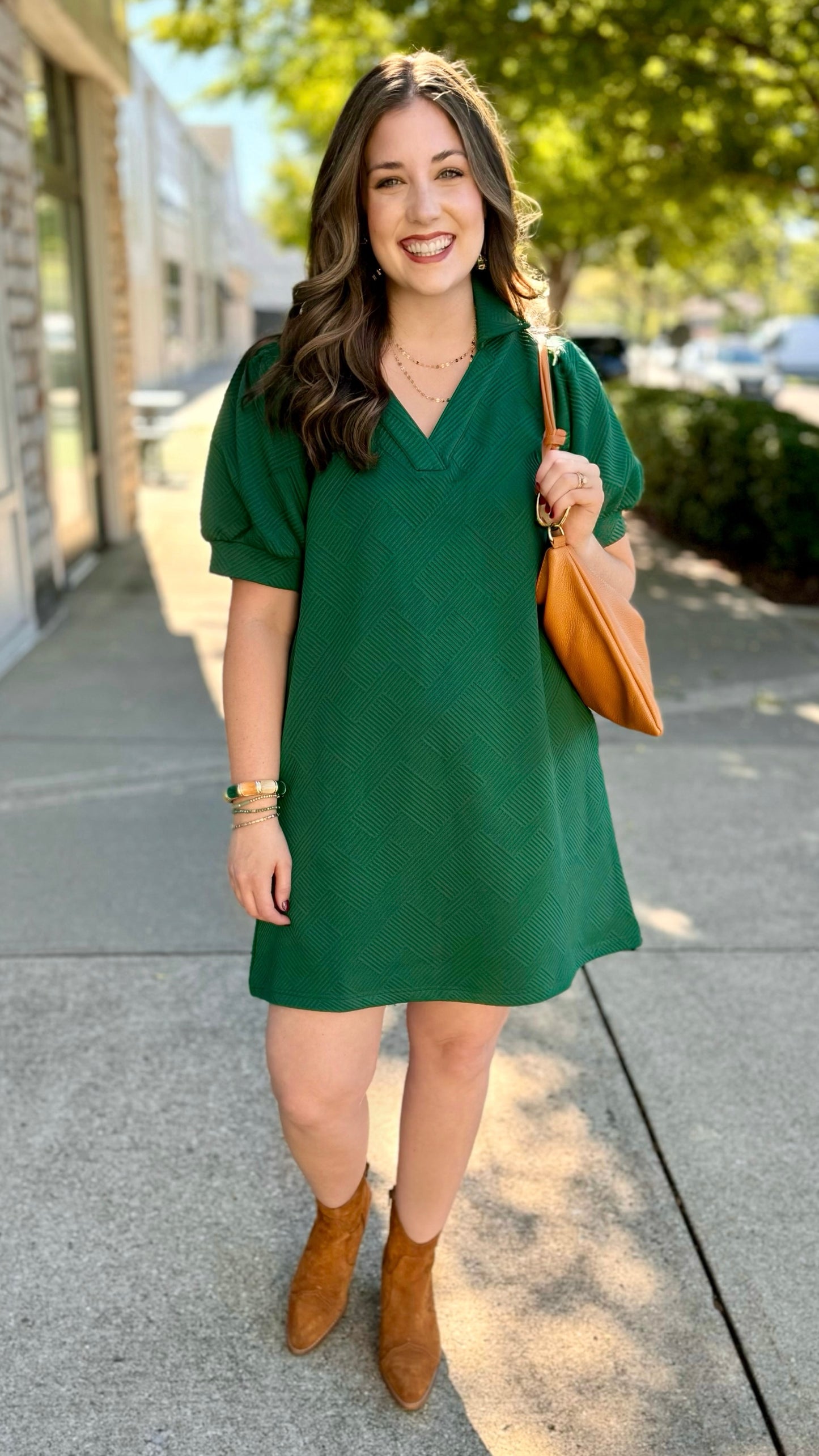 Little Hunter Green Quilted Dress