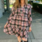 Acid Wash Flannel Dress - Pink