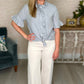 Ivy Jane Cloud Blue Linen Ruffle Blouse