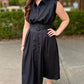 Blissful Belted Midi Dress - Black