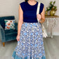 Ivy Jane Many Blues Floral Tiered Maxi Skirt