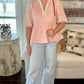 Flirty Embroidered Sleeve Top - Pale Pink