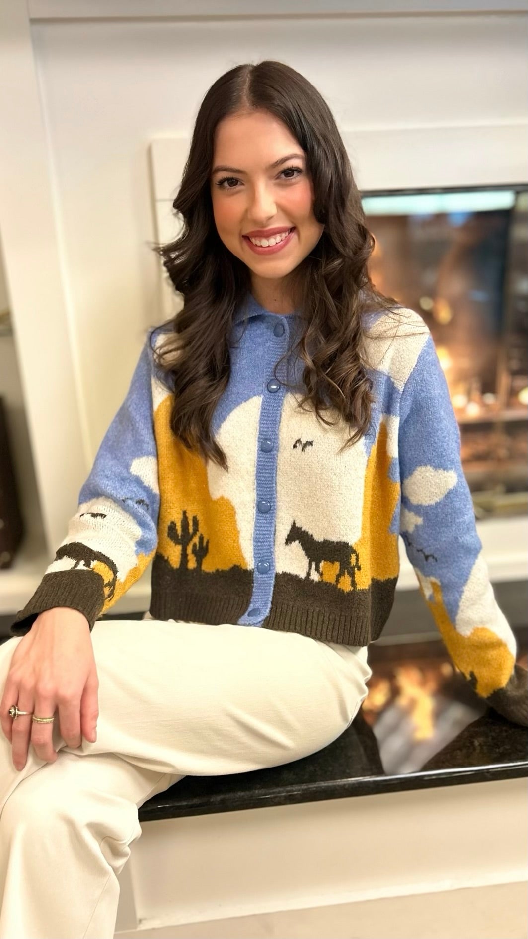 Horse & Cactus Cardigan Sweater