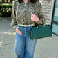 Wild Side Button Down Blouse - Hunter Green