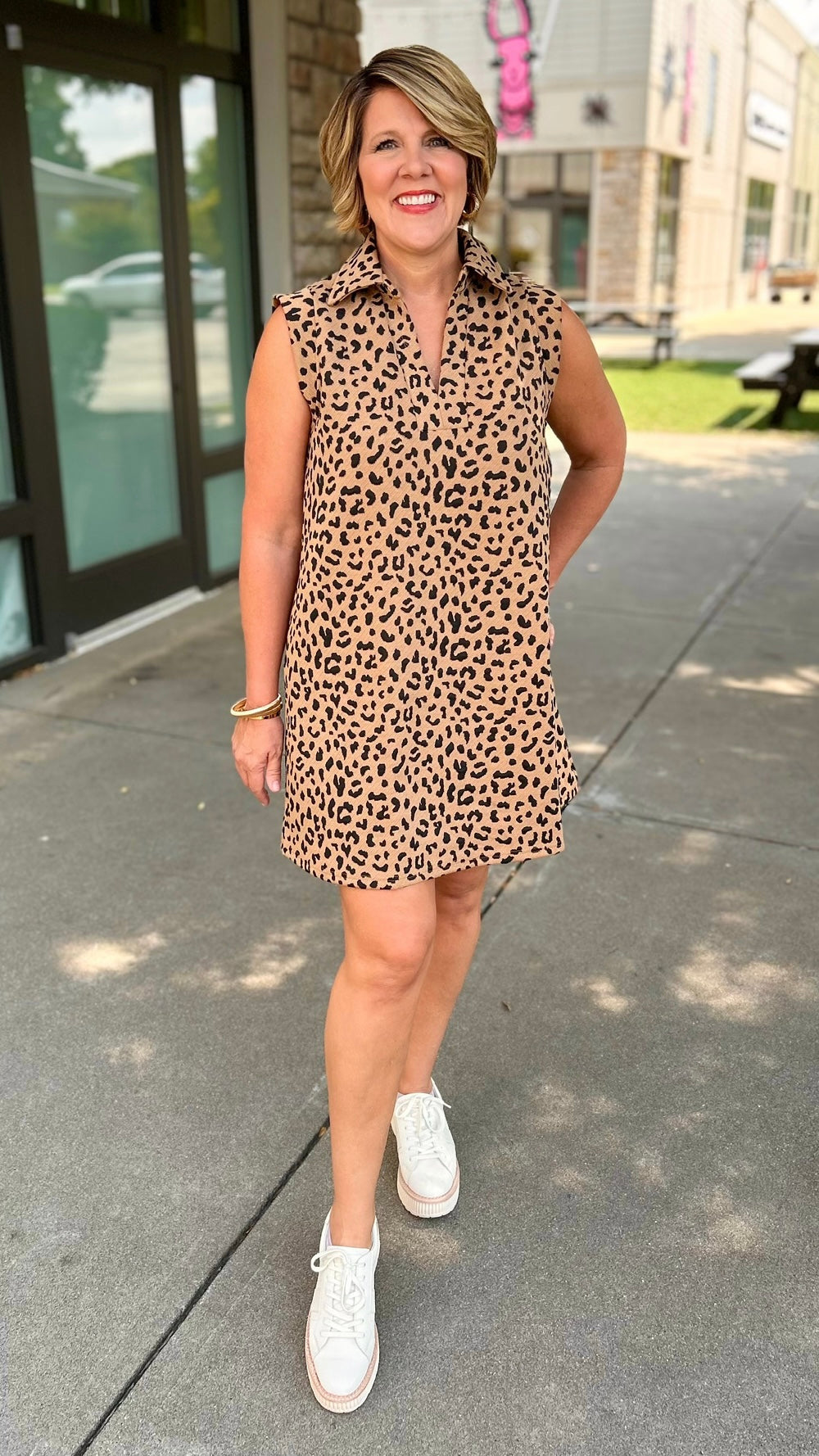 Lovable Leopard Sleeveless Dress - Camel